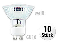 Luminea SMD-LED-Lampe, GU10, 60 LEDs, 4,5W, weiß, 350-370 lm, 10er-Set; LED-Tropfen E27 (warmweiß) 