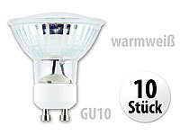 Luminea SMD-LED-Lampe, GU10, 60 LEDs, 4,5W, warmweiß, 350 lm, 10er-Set; LED-Spots GU5.3 (warmweiß) 