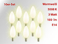 Luminea SMD-LED-Kerzenlampe, 3 W, E14, B35, 150 lm, warmweiß, 10er-Set; LED-Tropfen E27 (warmweiß) LED-Tropfen E27 (warmweiß) 