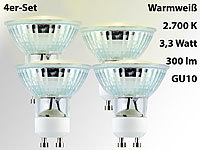 Luminea LED-Spotlight, Glasgehäuse, GU10, 2,5W, 230V, 300 lm, warmweiß,4er-Set; LED-Spots GU5.3 (warmweiß) LED-Spots GU5.3 (warmweiß) 