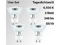 Luminea LED-Spotlight, Glasgehäuse, GU10, 2,5 W, 230V, 240 lm, 6500 K, 4er-Set; LED-Spots GU10 (warmweiß) LED-Spots GU10 (warmweiß) 