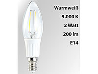 Luminea LED-Filament-Kerze, B35, 2 W, E14, warmweiß, 200 lm, 360°