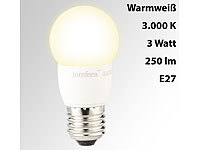 Luminea LED-Tropfen, E27, 3 W, 250 lm, 160°, 3.000 K, warmweiß; LED-Tropfen E27 (tageslichtweiß) 