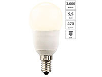 Luminea LED-Tropfen, E14, 5,5 W, 470 lm, 160°, 3.000 K, warmweiß; LED-Tropfen E27 (warmweiß) 