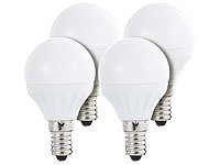 Luminea LED-Lampe, 4 W, E14, 300 lm, 160°, P45-P, warmweiß, 4er-Set; LED-Tropfen E27 (warmweiß) 
