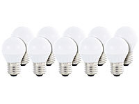 Luminea LED-Lampe, 4 W, E27, 300 lm, 160°, P45, warmweiß, 10er-Set; LED-Kerzen E14 (warmweiß) 