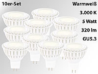 Luminea High-Power LED-Spot GU5.3, 5W, 12V, warmweiß, 320 lm, 10er-Set; LED-Tropfen E27 (warmweiß) LED-Tropfen E27 (warmweiß) 