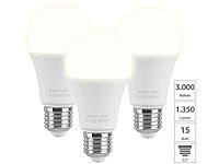 Luminea 3er-Set LED-Lampen, E27, 11 W (ersetzt 120 W), 1.350 lm, warmweiß