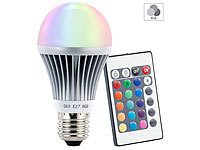 Luminea Farbwechselnde LED-Lampe (RGB-LED) mit Fernbedienung, E27