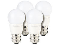 Luminea LED-Tropfen, E27, 3 W, 250 lm, 160°, 6.400 K, tagselichtweiß, 4er-Set; LED-Tropfen E27 (warmweiß) 