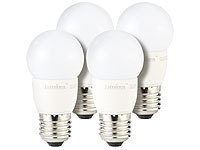Luminea LED-Tropfen, E27, 3 W, 250 lm, 160°, 3000 K, warmweiß, 4er-Set; LED-Tropfen E27 (tageslichtweiß) 