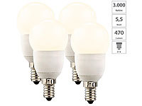 Luminea LED-Tropfen, E14, 5,5 W, 470 lm, 160°, warmweiß, 4er-Set; LED-Tropfen E27 (warmweiß) 