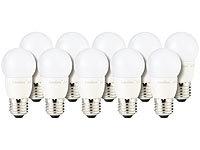 Luminea LED-Tropfen, E27, 3 W, 250 lm, 160°, 6.400 K, tageslichtweiß, 10er-Set; LED-Spots GU10 (warmweiß) 