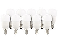 Luminea LED-Tropfen, E14, 5,5 W, 470 lm, 160°, 6400 K tageslichtweiß, 10er-Set; LED-Tropfen E27 (warmweiß) 