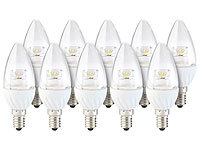 Luminea Klare LED-Kerze, E14, 4 W, 300 lm, tageslichtweiß, 160°, 10er-Set; LED-Tropfen E27 (warmweiß) 