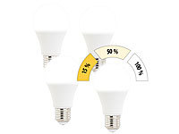 Luminea 4er-Set LED-Lampen mit 3 Helligkeitsstufen, 14 W, 1400 lm, E27, 6500 K; LED-Tropfen E27 (tageslichtweiß) LED-Tropfen E27 (tageslichtweiß) 