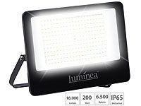 Luminea Wetterfester LED-Fluter, 200 W, 18.000 lm, IP65, 6.500K tageslichtweiß; Wasserfeste LED-Fluter (warmweiß) Wasserfeste LED-Fluter (warmweiß) Wasserfeste LED-Fluter (warmweiß) 