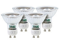 Luminea COB-LED-Spotlight, GU10, 5,5 W, 400 lm, weiß, 4er-Set; LED-Spots GU10 (warmweiß) 