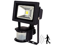 Luminea COB-LED-Fluter 10 W mit PIR-Sensor, 4200 K, IP44, schwarz; Wasserfeste LED-Fluter (warmweiß) Wasserfeste LED-Fluter (warmweiß) 