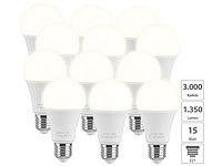 Luminea 12er-Set LED-Lampe, E27, 11 W (ersetzt 120 W), 1.350 lm, warmweiß; LED-Kerzen E14 (warmweiß) LED-Kerzen E14 (warmweiß) 