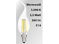 Luminea LED-Filament-Kerze, Ba35, A++, E14, 3,5 W, 360 lm, 360°,3000 K; LED-Tropfen E27 (warmweiß) LED-Tropfen E27 (warmweiß) 