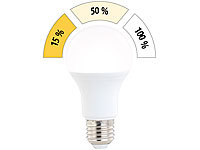 Luminea LED-Lampe mit 3 Helligkeits-Stufen, 10 W, 810 lm, E27, warmweiß, A60; LED-Tropfen E27 (warmweiß) LED-Tropfen E27 (warmweiß) 