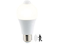 Luminea LED-Lampe, PIR-Sensor, 6,5 Watt, E27, warmweiß, 2700 K, 457 Lumen; LED-Tropfen E27 (warmweiß) 