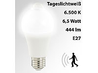 Luminea LED-Lampe, PIR-Sensor, 6,5 W, E27, tageslichtweiß, 6500 K, 444 Lumen; LED-Tropfen E27 (warmweiß) LED-Tropfen E27 (warmweiß) 