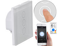 Luminea Home Control Touch-Lichtschalter & Dimmer, komp. zu Amazon Alexa & Google Assistant; WLAN-Steckdosen mit Stromkosten-Messfunktion 