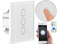Luminea Home Control Touch-Dreifach-Lichtschalter, komp. zu Amazon Alexa & Google Assistant; WLAN-Steckdosen WLAN-Steckdosen WLAN-Steckdosen WLAN-Steckdosen 