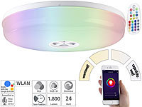 Luminea Home Control LED-Deckenleuchte RGB + CCT, mit WLAN, App und Sprachsteuerung; WLAN-LED-Lampen E27 RGBW WLAN-LED-Lampen E27 RGBW WLAN-LED-Lampen E27 RGBW WLAN-LED-Lampen E27 RGBW 