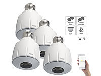Luminea Home Control 4er-Set WLAN-E27-Lampenfassung, für Amazon Alexa & Google Assistant; WLAN-LED-Lampen E27 RGBW WLAN-LED-Lampen E27 RGBW WLAN-LED-Lampen E27 RGBW 
