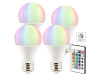Luminea LED-Lampe in RGB + Warmweiß, E27, 10 Watt, Fernbedienung, 4er-Set; LED-Tropfen E27 (warmweiß) LED-Tropfen E27 (warmweiß) 