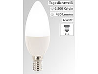 Luminea LED-Kerze E14 B35, 6 Watt, 480 Lumen, tageslichtweiß 6500 K, 270°, A+; LED-Tropfen E27 (warmweiß) LED-Tropfen E27 (warmweiß) 
