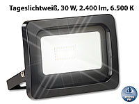 Luminea Wetterfester LED-Fluter, 30 W, 2.400 lm, IP65, 6.500 K, tageslichtweiß; Wasserfeste LED-Fluter (warmweiß) Wasserfeste LED-Fluter (warmweiß) Wasserfeste LED-Fluter (warmweiß) Wasserfeste LED-Fluter (warmweiß) 