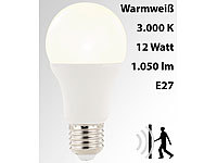 Luminea LED-Lampe mit Radar-Bewegungssensor, 12 W, E27, warmweiß, 3000 K; LED-Tropfen E27 (warmweiß) LED-Tropfen E27 (warmweiß) 