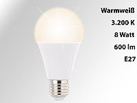 Luminea LED-Lampe, E27, 8 Watt, 600 Lumen, 270°, warmweiß, 3200 Kelvin; LED-Kerzen E14 (warmweiß) LED-Kerzen E14 (warmweiß) 
