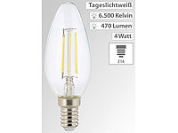Luminea LED-Filament-Kerze, B35, E14, 470 lm, 4 W, 360°, 6.500 K; LED-Kerzen E14 (warmweiß) LED-Kerzen E14 (warmweiß) 