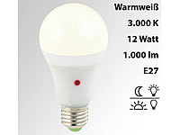 Luminea LED-Lampe mit Dämmerungssensor, E27, 11 W, 950 lm, warmweiß; LED-Spots GU10 (warmweiß) LED-Spots GU10 (warmweiß) 