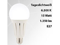 Luminea LED-Lampe E27, 15 Watt, 1350 Lumen, A+, tageslichtweiß 6.500 K; LED-Tropfen E27 (warmweiß) 