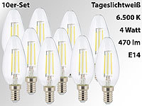 Luminea LED-Filament-Kerze, B35, E14, 470 lm, 4 W, 360°, 6.500 K, 10er-Set; LED-Kerzen E14 (warmweiß) LED-Kerzen E14 (warmweiß) 