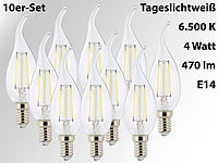 Luminea LED-Filament-Kerze, Ba35, E14, 470 lm, 4 W, 360°, 6.500 K, 10er-Set; LED-Kerzen E14 (warmweiß) LED-Kerzen E14 (warmweiß) 