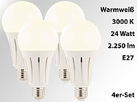 Luminea High-Power-LED-Lampe E27, 23 Watt, 2.400 Lumen, 3000 K, 4er-Set; LED-Tropfen E27 (warmweiß) LED-Tropfen E27 (warmweiß) LED-Tropfen E27 (warmweiß) 