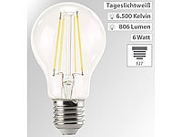 Luminea LED-Filament-Lampe, 806 Lumen, 6 Watt, 6.500 Kelvin, A60, E27, 360°; LED-Tropfen E27 (warmweiß) LED-Tropfen E27 (warmweiß) 