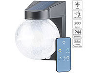 Luminea Solar-LED-Wandleuchte im Crackle-Glas-Design, PIR-Sensor, 200 Lumen; LED-Solar-Fluter mit Bewegungsmelder 