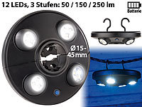 Luminea LED-Schirmleuchte LSL-250 mit 4 dreh und dimmbaren Spots, 250 Lumen; LED-Tropfen E27 (warmweiß) LED-Tropfen E27 (warmweiß) LED-Tropfen E27 (warmweiß) LED-Tropfen E27 (warmweiß) 