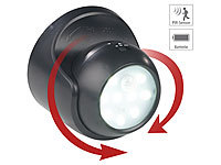 Luminea Kabelloser LED-Strahler, Bewegungssensor, 360° drehbar, 100 lm,schwarz; Lampen-Einbaufassungen Lampen-Einbaufassungen Lampen-Einbaufassungen 