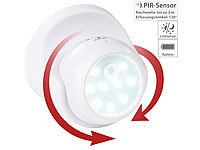 Luminea Kabelloser LED-Strahler, Bewegungssensor, 360° drehbar, 100 lm, weiß