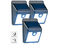 Luminea 3er-Set Solar-LED-Wandleuchten mit Bewegungssensor & Nachtlicht, 50 lm; Wetterfester LED-Fluter (tageslichtweiß) Wetterfester LED-Fluter (tageslichtweiß) Wetterfester LED-Fluter (tageslichtweiß) Wetterfester LED-Fluter (tageslichtweiß) 