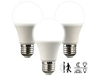 Luminea 3er-Set LED-Lampe, Bewegungs-/Lichtsensor, 806 lm, E27, tageslichtweiß; LED-Tropfen E27 (warmweiß) LED-Tropfen E27 (warmweiß) LED-Tropfen E27 (warmweiß) 